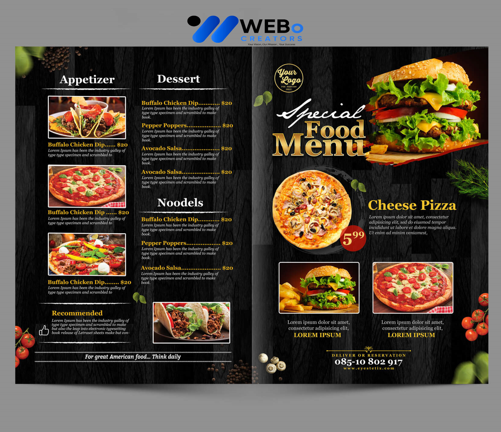 Modern restaurant menu design Maldives 2026 café menu layout food branding design services